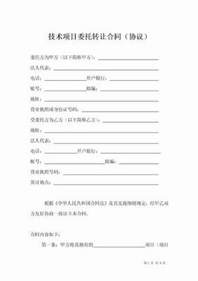 項(xiàng)目轉(zhuǎn)讓合同協(xié)議（技術(shù)轉(zhuǎn)讓）